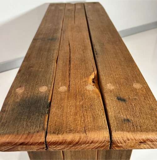 Recycled Hardwood Bench with Straight Legs – Timeless and Durable - Image 2