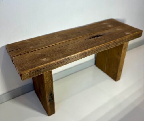 Small Sturdy Bench – Made with Recycled Wood and Straight Legs - Image 6