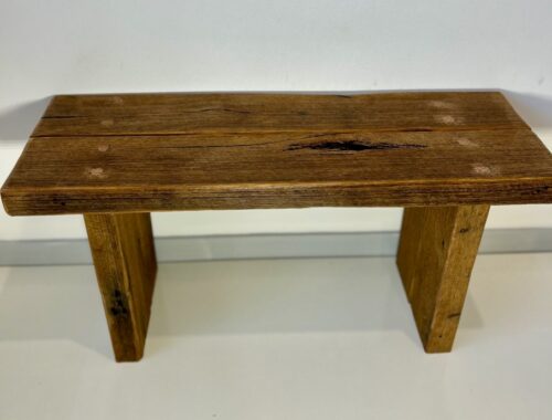 Small Sturdy Bench – Made with Recycled Wood and Straight Legs - Image 4