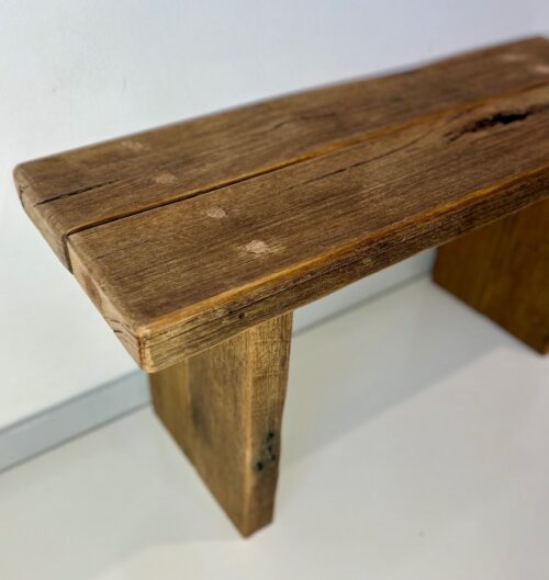 Small Sturdy Bench – Made with Recycled Wood and Straight Legs - Image 8