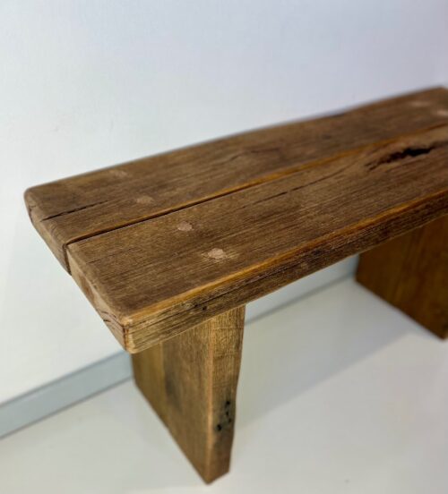 Small Sturdy Bench – Made with Recycled Wood and Straight Legs