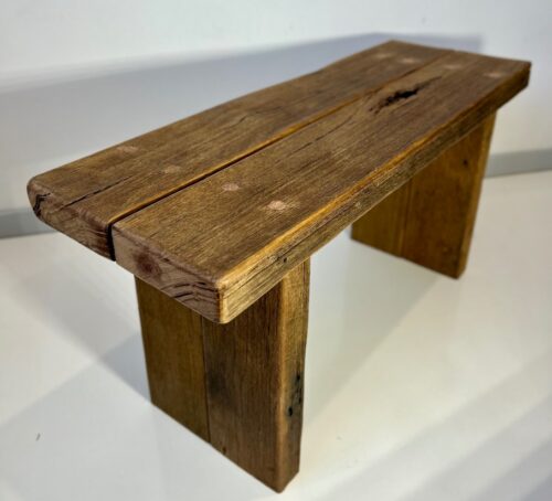 Small Sturdy Bench – Made with Recycled Wood and Straight Legs - Image 3