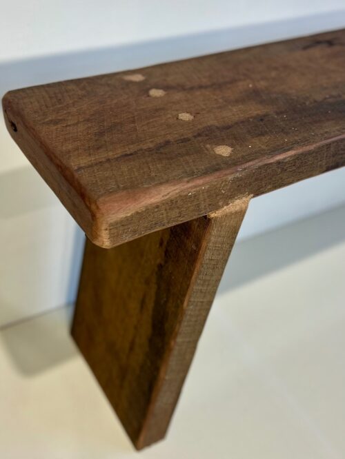 Angled-Leg Recycled Hardwood Bench (1400L x 240W x 450H) - Image 4