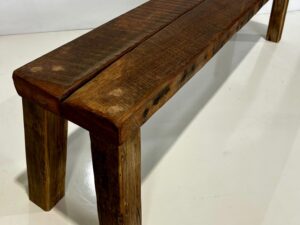 Robust Recycled Hardwood Bench with Thick Angled Legs