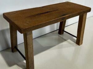 Modern Recycled Hardwood Bench with Metal Accents