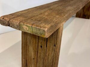 Unique reclaimed wharf hardwood bench with angled legs – 1400 length